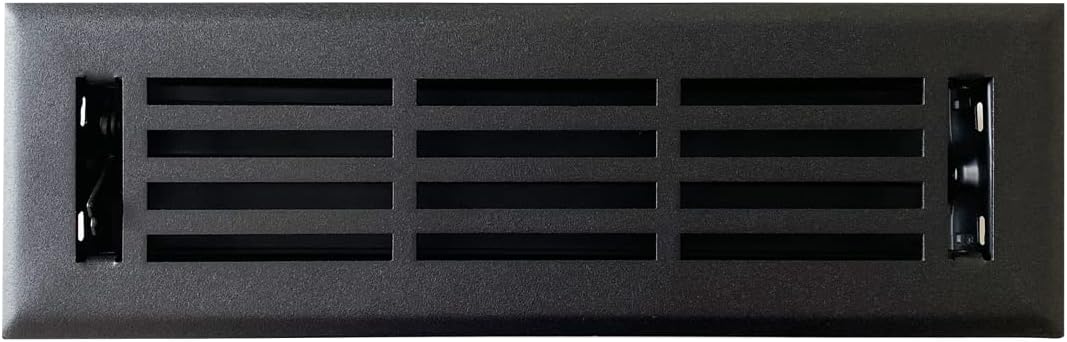 Registers, Grilles & Vents - Empire Register Co, Vent Cover - 2x10 inch, Linear Design, Textured Black Finish, Heavy Duty Floor Vent Covers, Metal Damper Attached. Vent Covers for Home Floor only.