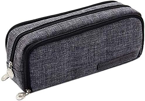 Large Multi Compartments Pencil Case, Big Capacity Student Office Pen Holder Organizer Stationary Bag, Canvas Pencils Storage Pouch for Girls and Boys by HubHnb (Gray)