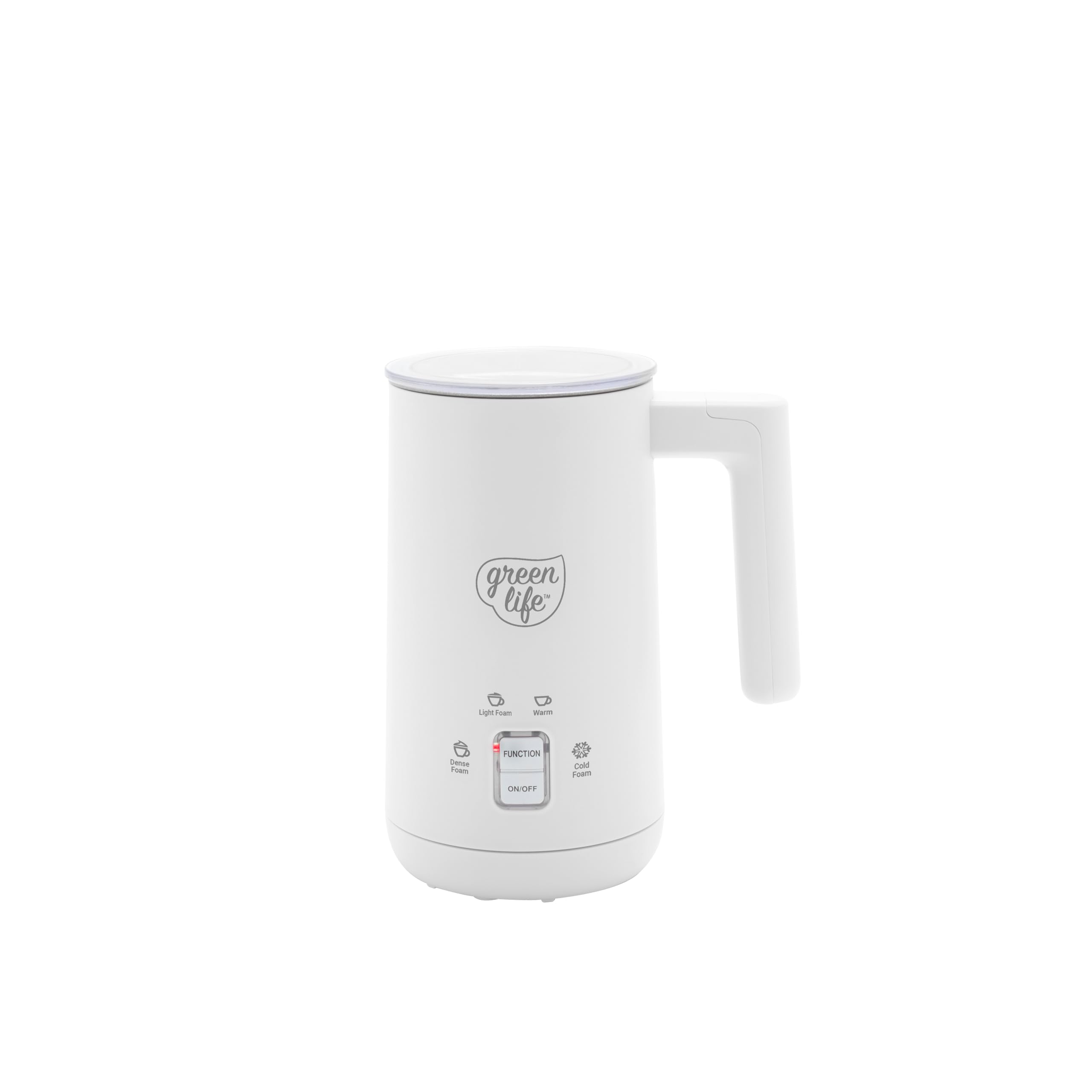 Photo 1 of GreenLife Ceramic Electric Milk Frother, 10oz, 4-in-1, Auto Hot and Cold Foam, Dense and Light Foam, PFAS Free, Cordless Milk Warmer and Steamer for Latte, Coffee, White