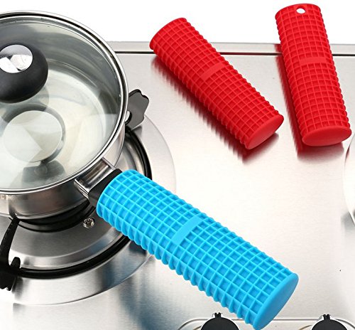 3 Pcs Silicone Handle Holder, Heat Protecting Silicone Hot Handle, Pot Handle Cover for Cast Iron Skillets & Metal Frying Pans, Colors may vary