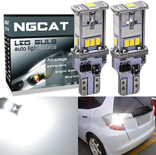 NGCAT 1800 Lumens 10 SMD 3020 CREE T15 921 912 T10 W16W LED Bulbs Used for Automobile Exterior Reverse Light,DC 10-16V Xenon White(2-Pack)