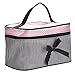 Hatop Fashionable Women Square Bow Stripe Cosmetic Bag Travel Bags Makeup Bag (Black)