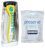 Preserve Shave 5 Razor with 4 Five Blade Cartridges (Colors May Vary)