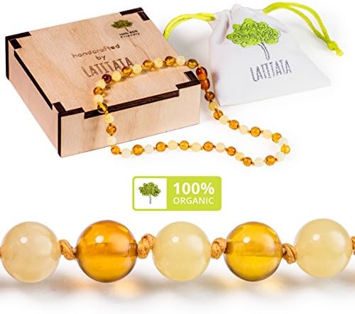 Amber Teething Necklace For Babies And Toddlers Made From 100% Organic Natural Baltic Amber  Anti Flammatory Drooling And Teething Pain Reduce Properties Handmade Jewelry Knotted Unisex