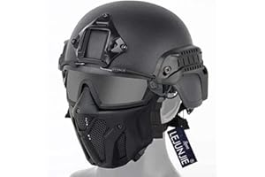 LEJUNJIE Tactical Airsoft PJ Helmet and Full Face Protection Airgun Mask,with Detachable Anti-Fog Goggles for BB Gun Paintball CS Game