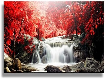 yixuanwall art -canvas Prints,Red waterfall Wall Art oil Paintings Printed Pictures Stretched for Home Decoration hs0013