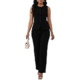 Kafiloe 2 Piece Sets Vest Pants Suits for Women Dressy Sleeveless Blazer Pantsuits Business Casual Outfits