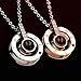 Inf-way I Love You Necklace, 925 Sterling Silver 100 Languages Projection on Round Onyx Pendant Loving Memory Collarbone Necklace 1 Pcs
