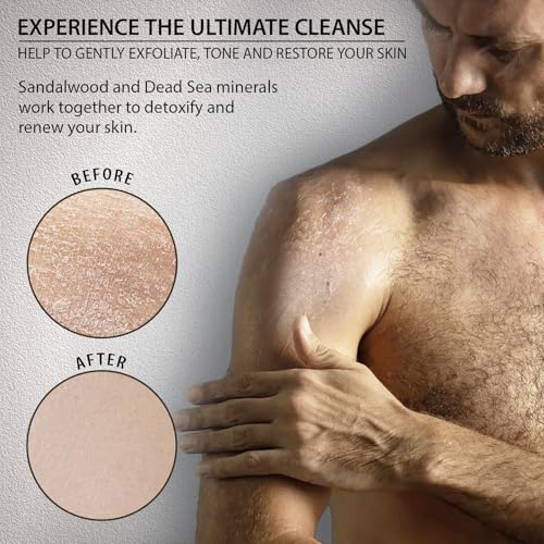 Salt Body Scrub Sandalwood For Men – Moisturizes, Exfoliates & Nourishes Skin – Cleanses & Detoxifies with Dead Sea Minerals - Dead Sea Collection – 23.28 OZ