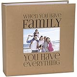 Malden International Designs Sentiments Family with Memo Photo Opening Cover Brag Book, 2-Up, 160-4x6, Tan
