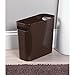 mDesign Slim Plastic Rectangular Small Trash Can Wastebasket, Garbage Container Bin with Handles for Bathroom, Kitchen, Home Office, Dorm, Kids Room - 10 High, Shatter-Resistant - 2 Pack - Dark Brown