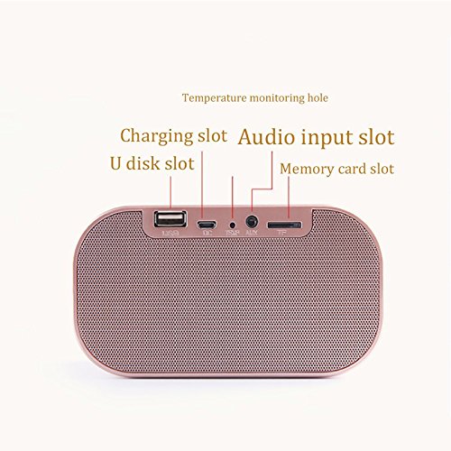 Fashionwu Mini Bluetooth Speaker Wireless Stereo Portable LCD FM Radio Alarm Clock Outdoor Speaker Rose Gold
