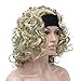 Aimole 16 Inches Short Curly Hair Wigs Women's Wig 3/4 Half Wig with Black Headband(24-613)