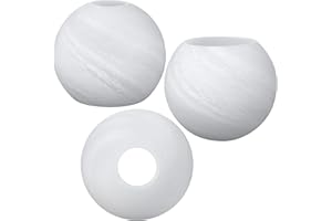 LARTEEN 3 Pack Alabaster White Glass Lamp Shade Cover Replacement for Lighting Fixture, 5.9" Diameter Round Globe Shade for Chandelier Pendant Light Wall Sconce, 1-5/8 inch Fitter Opening