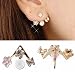 Ownsig 1Pair Lady Crystal Flower Rhinestone Earrings Front anf Back Ear Stud