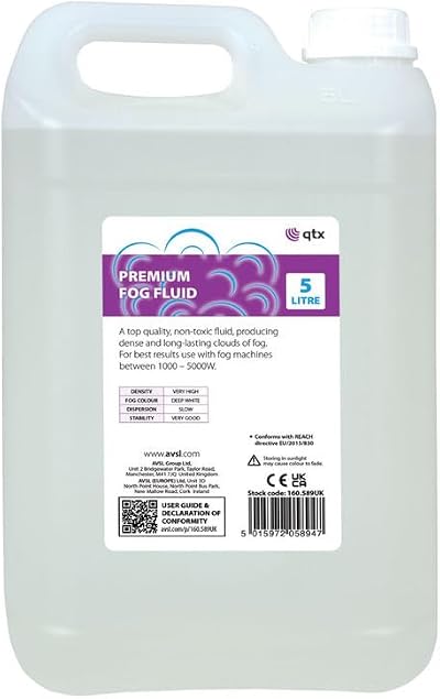 QTX High-Density Fog Fluid 5L Deep White Thick Fog for 1000-5000W Machines