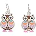 Heirloom Finds Colorful Geometric Big Eyed Owl Dangle Hook Earrings for Girls and Teens