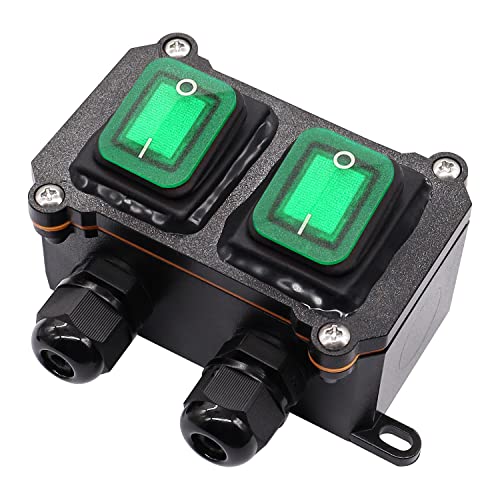IP67 Waterproof 12V DC 20A Rocker Switch - Green LED, 4-Pin DPST On/Off Toggle With Shell - View #5