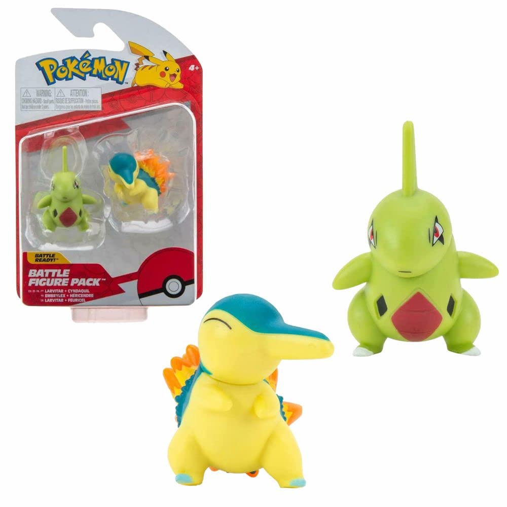 Pokemon Selection Battle Figures Action Figure | Collectible Play Figure, Play Figure:Larvitar & Cyndaquil