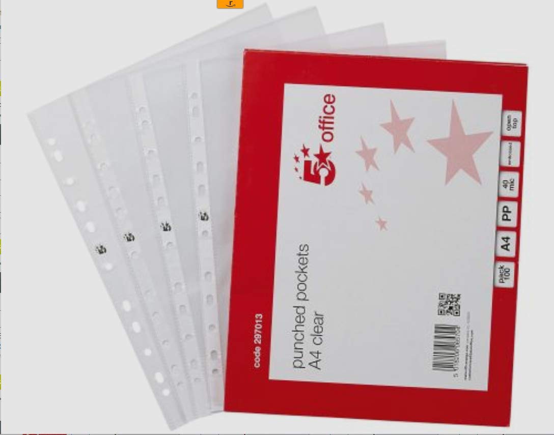 5 Star Office Comb Binding Covers PVC 200 micron A4 Clear (Pack 100)