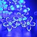 Qedertek Cherry Blossom Solar String Lights, 22ft 50 LED Waterproof Christmas Decorative Lighting for Indoor/Outdoor,Patio,Lawn,Garden,Christmas, and Holiday Festivals Decorations (Blue)