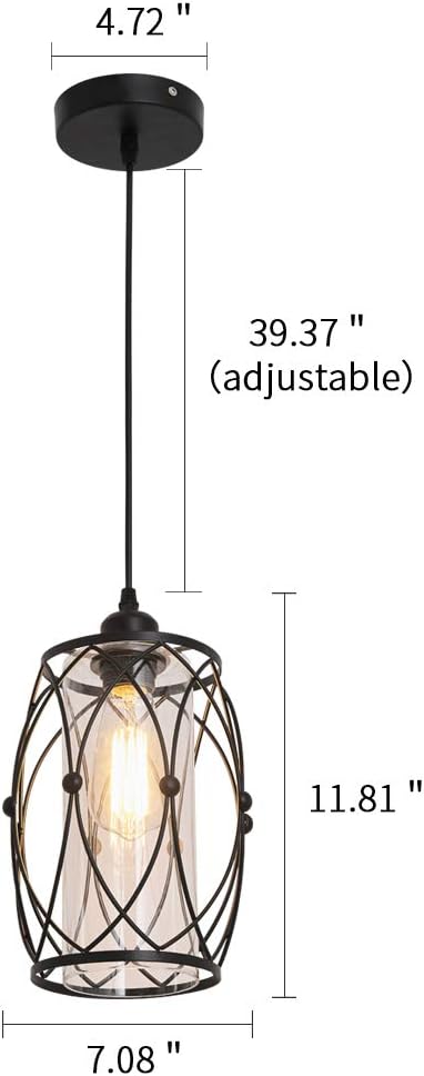 Pendant Lighting Fixture Modern Farmhouse Glass Chandelier Hanging Light - - 
