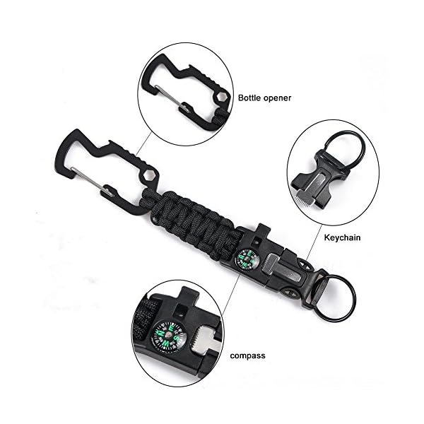 Campsnail-550-Paracord-Keychains-multifunctional-EDC-Survival-Lanyard-with-Carabiners-Fire-starter-Whistle-Compass-and-bottle-opener Campsnail-550-Paracord-Keychains-multifunctional-EDC-Survival-Lanyard-with-Carabiners-Fire-starter-Whistle-Compass-and-bottle-opener