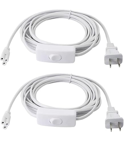 4-Pack 4FT Power Cords For T5/T8 LED Tube Lights - 3-Pin US Plug, White, 110V