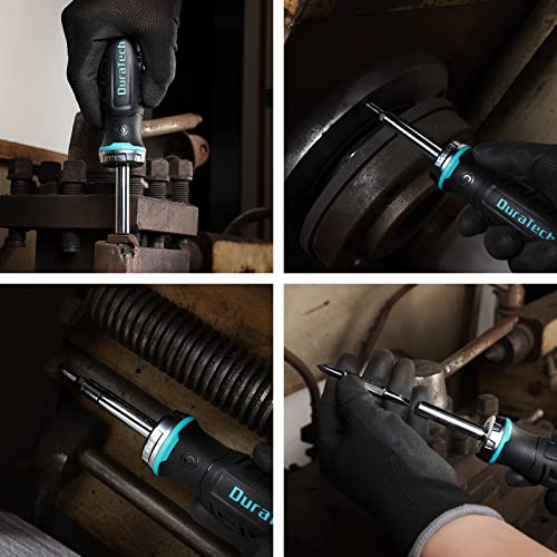 DURATECH Ratcheting Screwdriver, 6-in-1 Multi-Bit Screw Driver with Phillips, Slotted Bits and Nut Driver