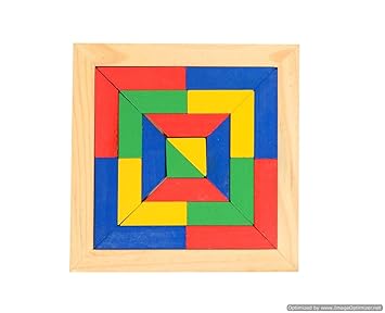 Colorful Wooden Puzzle Toy Tangram Brain Teaser for Babys Educational Developmental,Wooden Jigsaw Tangram Puzzle