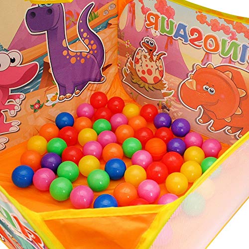 Dinosaur Playhouse Pop Up Basketball Hoop Toy Kid Play Tent with 60 Balls Toys and Games for Kids