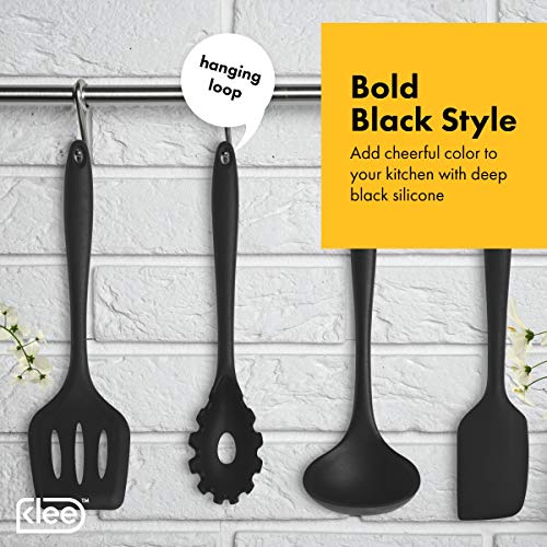 Klee 10-Piece Non-Stick Silicone Kitchen Utensil Set, Black - Thumbnail 4