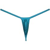 OROCOJUCO Men Border Mini Thong Drawing Pouch T-back Shiny Spandex Micro Bikini Underwear