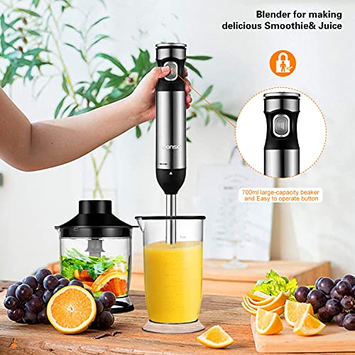 BONSO Immersion Hand Blender, 5in1 Smart Stepless Speed Electric