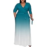 Tycorwd Women's Plus Size Casual Maxi Dress Summer Short Sleeve Beach Dress Swing Flowy Tiered Dresses with Pockets