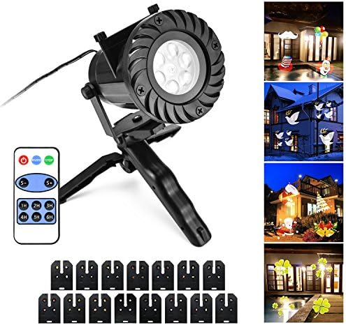 DricRoda Christmas LED Snowflake Lights Projector,15 Slides Waterproof Outdoor or Indoor Decoration Show Projection Lighting with Remote Control for Halloween Christmas Party Birthday Wedding