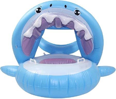 Amazon Vercrown サメ ベビープールフロート キャノピー付き 空気注入式 浮き輪 ベビーシート ボート ヨット 安全 対象年齢6 36ヶ月 幼児 子供 37 8 X 31 5 X 26 ブルー Yx Jsq 008sy ベビー浮き輪 おもちゃ