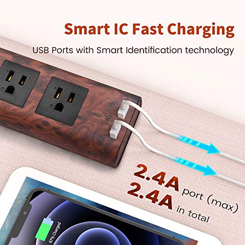 Surge Protector Power Strip 10 ft Extension Cord 3 Outlet 2 USB Desktop