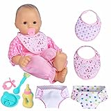 ebuddy 4pc Feeding Set and 2pc Diapers 2pc Bibs Doll Accessories for 14-18 Inch Baby Dolls