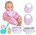 ebuddy 4pc Feeding Set and 2pc Diapers 2pc Bibs Doll Accessories for 14-18 Inch Baby Dolls