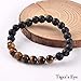 Ezina Designs Meditation 2 for 1 Lava Rock Bead Essential Oil Diffuser 7 Chakra Gemstone Healing Bracelet Tigers Eye Combo Stretch Bracelet. Set of 2 Health Wellness Unisex Bands