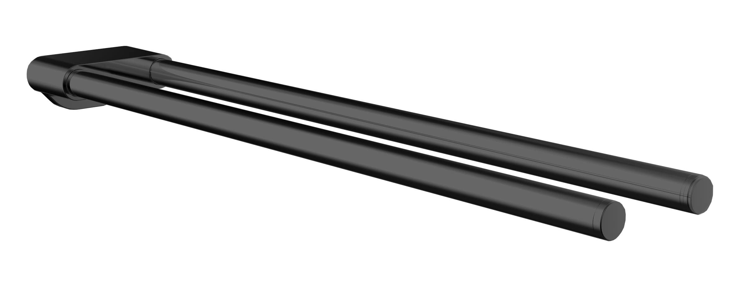 EMCO Flow Wall Mounted Towel Rail Two Arms Rigid Metal Bath Towel Rail Towel Rail for Two Towels Black 430mm
