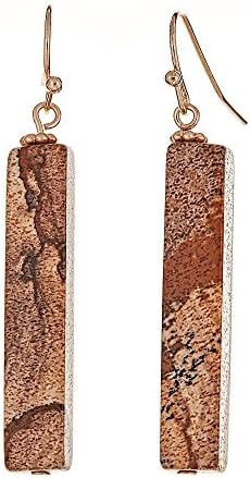 [Handmade Minimalist Natural Stone Bar Earrings] Picture Jasper (3/5)
