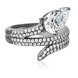 CZ by Kenneth Jay Lane Pear Round Cubic Zirconia Snake Coil Adjustable Ring, Size 5-7, 13 CTTW