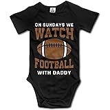 On Sundays We Watch Football with Daddy - Cute Baby Bodysuit Short Sleeve Romper