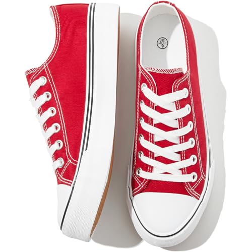 FRACORA Womens White Canvas Sneakers Low Top Canvas