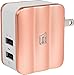 LAX Dual USB AC Power Adapter with Smart iQ Technology – Plug-In Adapter Rapid Charge 3.4A - for iPhone X 8 7 7Plus 6S 6S+, 6 6Plus, iPad Air/Mini, Samsung Galaxy S6, S6 Edge, HTC and More [Rose Gold]