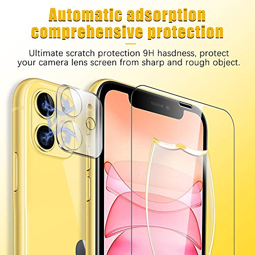 UniqueMe [2 pièces] Verre trempé (6,1 Pouces) et [2 pièces] Caméra Arrière Protecteur pour iPhone 11 [Dureté 9H] [sans Bulles] Anti-Rayures avec Un Service après-Vente Parfait.