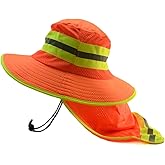 Glory Max High Visibility Reflective Work Safety Bucket Hat Cap Mesh Neck Flap