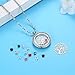 feilaiger Birthstone Family Tree of Life Screw Floating Charm Living Memory Locket, DIY Stainless Steel Toughened Glass Pendant Necklace (Magnet-Diamond)